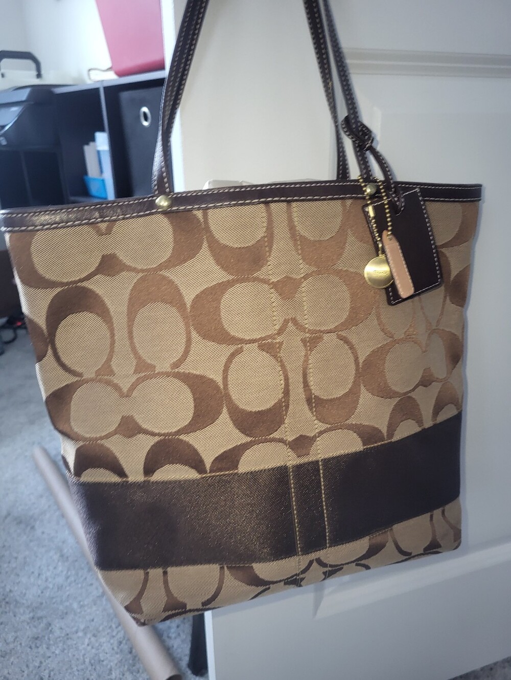 Coach Brown Signature Canvas Tote Bag